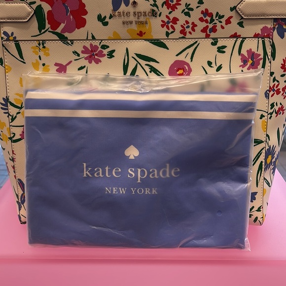 Kate Spade Purple-Blue Canvas Tote XL Reusable Shopping Beach Bag - Picture 15 of 16
